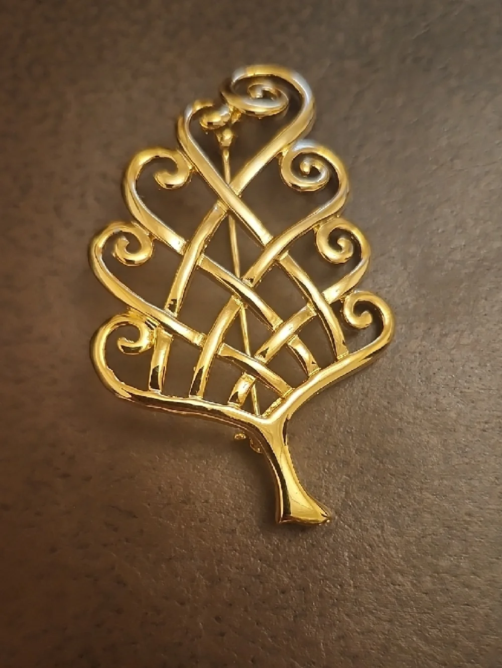 Goldtone Filigree Tree Pin Brooch